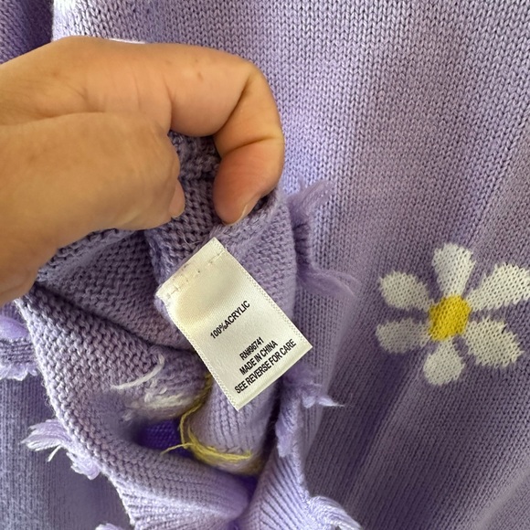 Self Esteem Lavender Daisy V-Neck Sweater - Picture 6 of 6